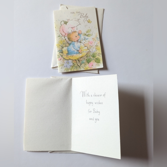 Lot of 5 Vintage greeting cards - For the Baby x 2, For your Shower x 3 - Picture 3 of 8